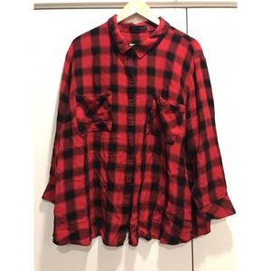 Sanctuary Women Red Plaid NEW GENERATION BOYFRIEND Flannel Shirt XL